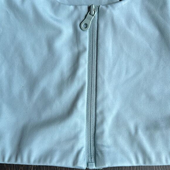 Girlfriend Collective Paloma Racer Back front zip hi impact Sports Bra Blue Var - Picture 7 of 16